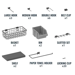 51" x 32" Pegboard |20 Attachments