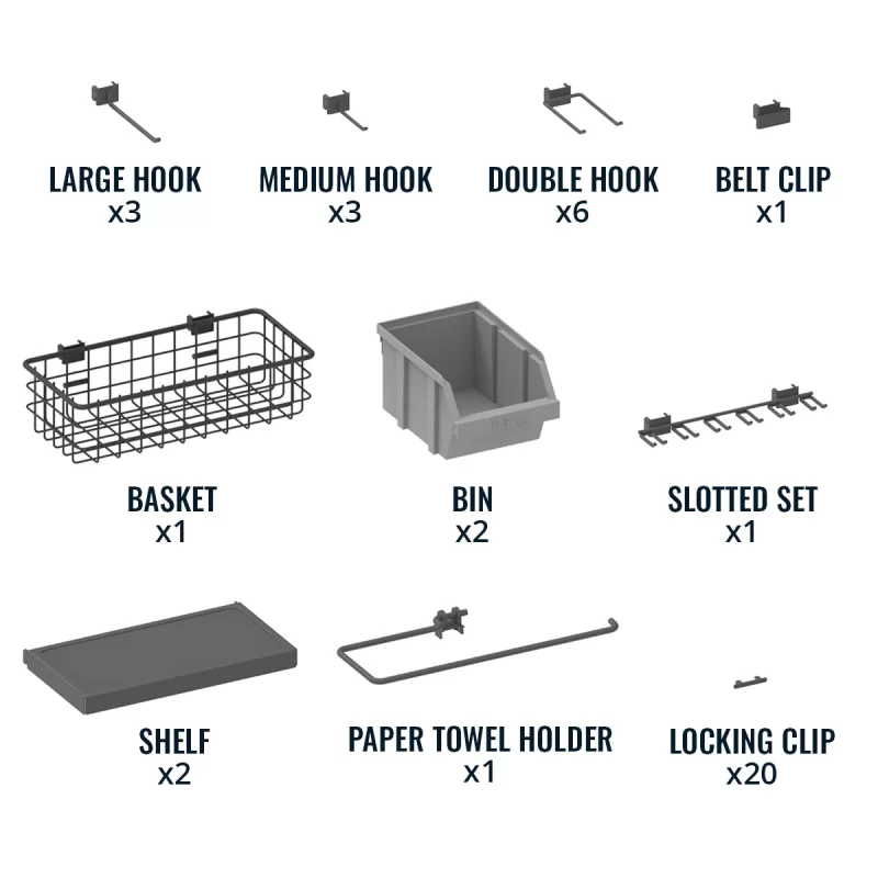 51" x 32" Pegboard |20 Attachments